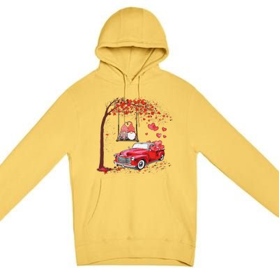 Happy Valentines Day Red Truck Hearts Funny Gnomes Lovers Premium Pullover Hoodie