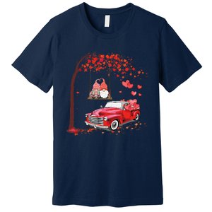 Happy Valentines Day Red Truck Hearts Funny Gnomes Lovers Premium T-Shirt