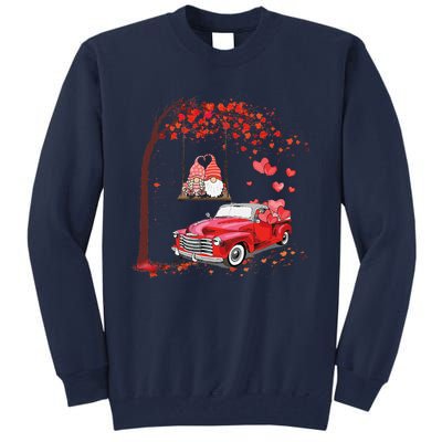 Happy Valentines Day Red Truck Hearts Funny Gnomes Lovers Tall Sweatshirt