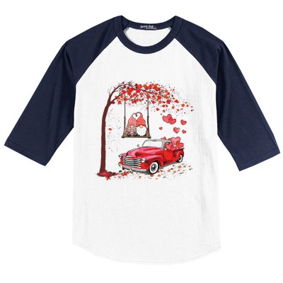 Happy Valentines Day Red Truck Hearts Funny Gnomes Lovers Baseball Sleeve Shirt