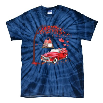 Happy Valentines Day Red Truck Hearts Funny Gnomes Lovers Tie-Dye T-Shirt