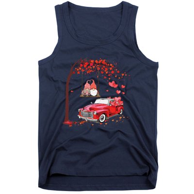 Happy Valentines Day Red Truck Hearts Funny Gnomes Lovers Tank Top