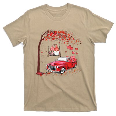 Happy Valentines Day Red Truck Hearts Funny Gnomes Lovers T-Shirt