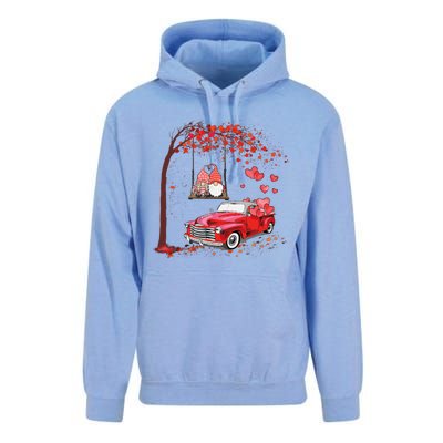 Happy Valentines Day Red Truck Hearts Funny Gnomes Lovers Unisex Surf Hoodie