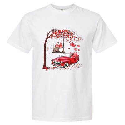 Happy Valentines Day Red Truck Hearts Funny Gnomes Lovers Garment-Dyed Heavyweight T-Shirt