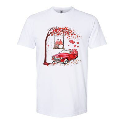 Happy Valentines Day Red Truck Hearts Funny Gnomes Lovers Softstyle® CVC T-Shirt