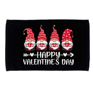 Happy Valentines Day Four Gnomes Holding Heart Love Microfiber Hand Towel