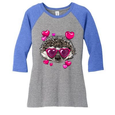 Hedgehog Valentines Day Heart Love Couples Hedgehog Lover Cool Gift Women's Tri-Blend 3/4-Sleeve Raglan Shirt