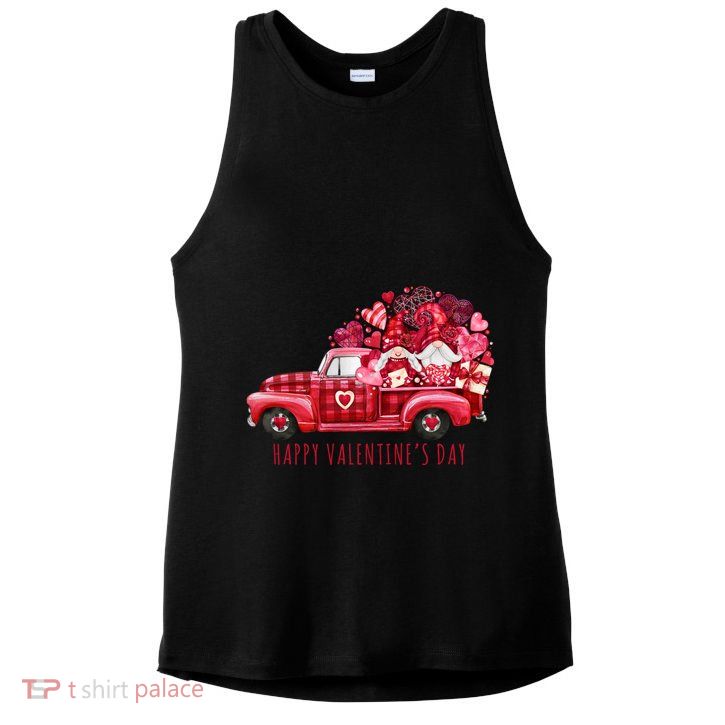 Happy Valentines Day Gnome Vintage Truck Ladies PosiCharge Tri-Blend Wicking Tank