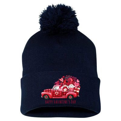 Happy Valentines Day Gnome Vintage Truck Pom Pom 12in Knit Beanie