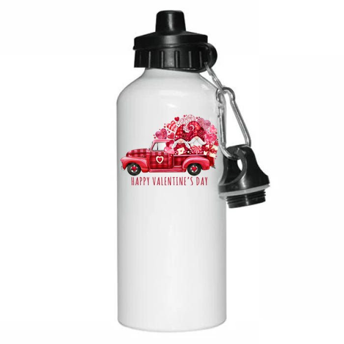 Happy Valentines Day Gnome Vintage Truck Aluminum Water Bottle