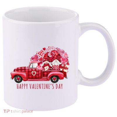 Happy Valentines Day Gnome Vintage Truck 11oz C Handle Ceramic Mug
