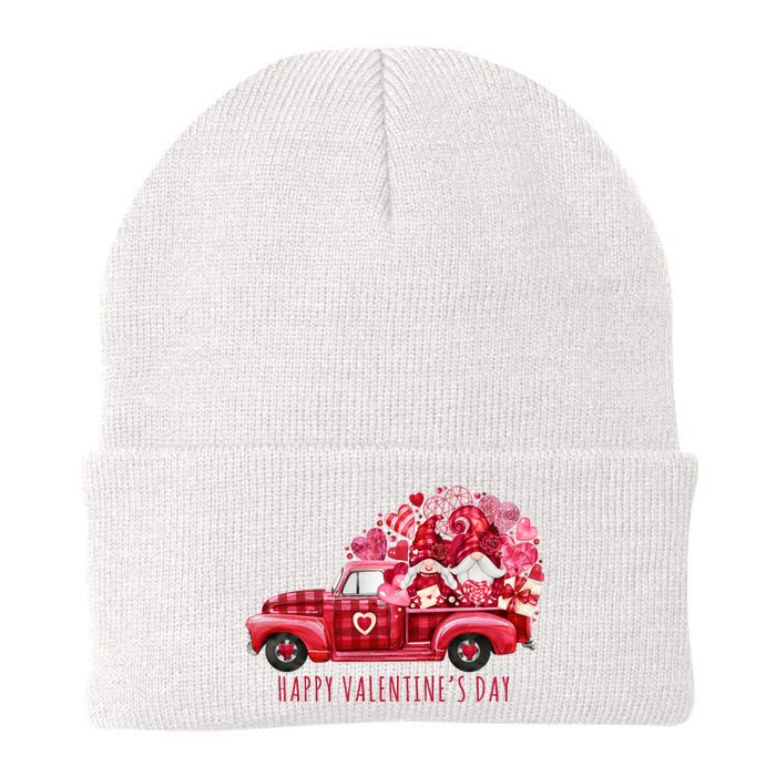 Happy Valentines Day Gnome Vintage Truck Knit Cap Winter Beanie