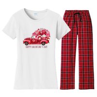 Happy Valentines Day Gnome Vintage Truck Women's Flannel Pajama Set