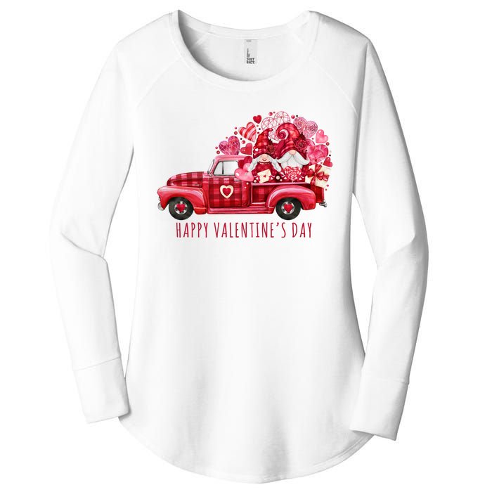 Happy Valentines Day Gnome Vintage Truck Women's Perfect Tri Tunic Long Sleeve Shirt