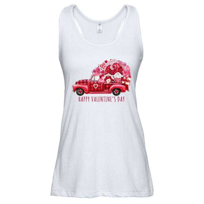 Happy Valentines Day Gnome Vintage Truck Ladies Essential Flowy Tank