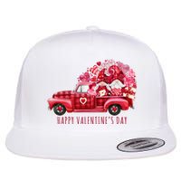 Happy Valentines Day Gnome Vintage Truck Flat Bill Trucker Hat