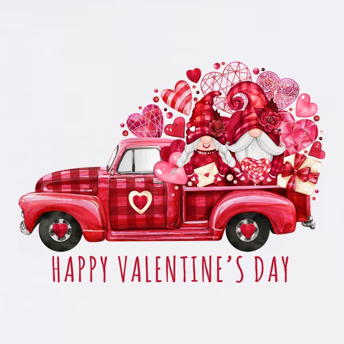 Happy Valentines Day Gnome Vintage Truck Flatbill Hat