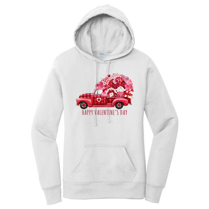 Happy Valentines Day Gnome Vintage Truck Women's Pullover Hoodie