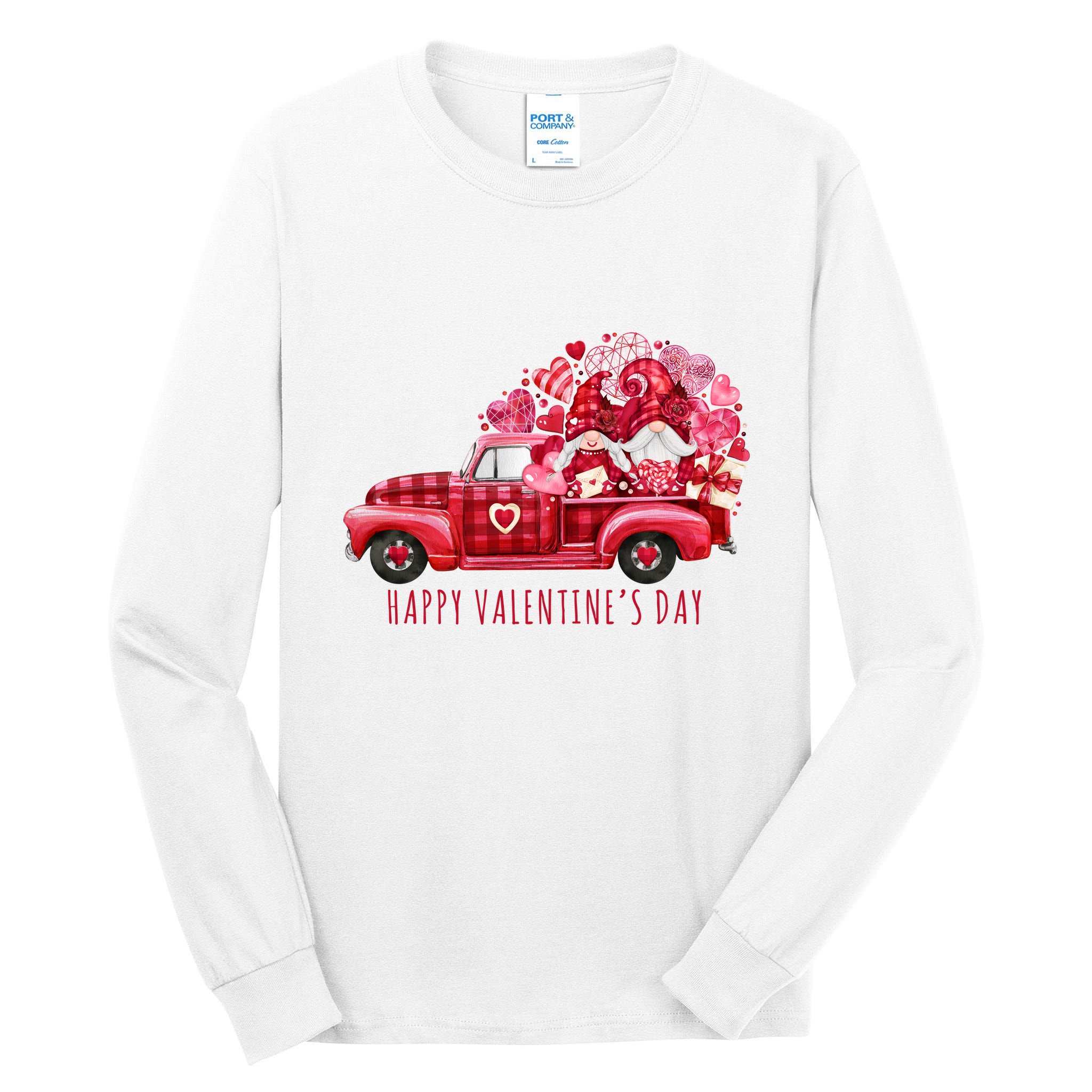 Happy Valentines Day Gnome Vintage Truck Tall Long Sleeve T-Shirt