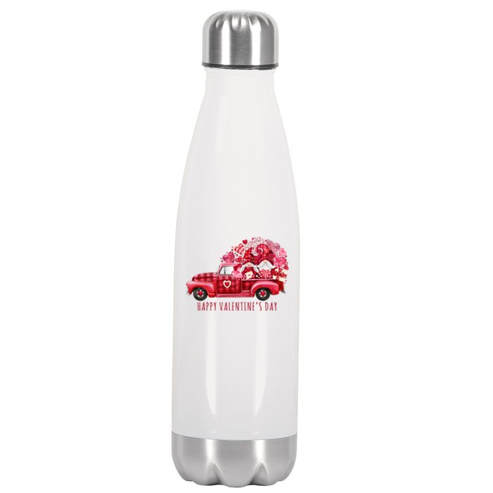 Happy Valentines Day Gnome Vintage Truck Stainless Steel Insulated Water Bottle