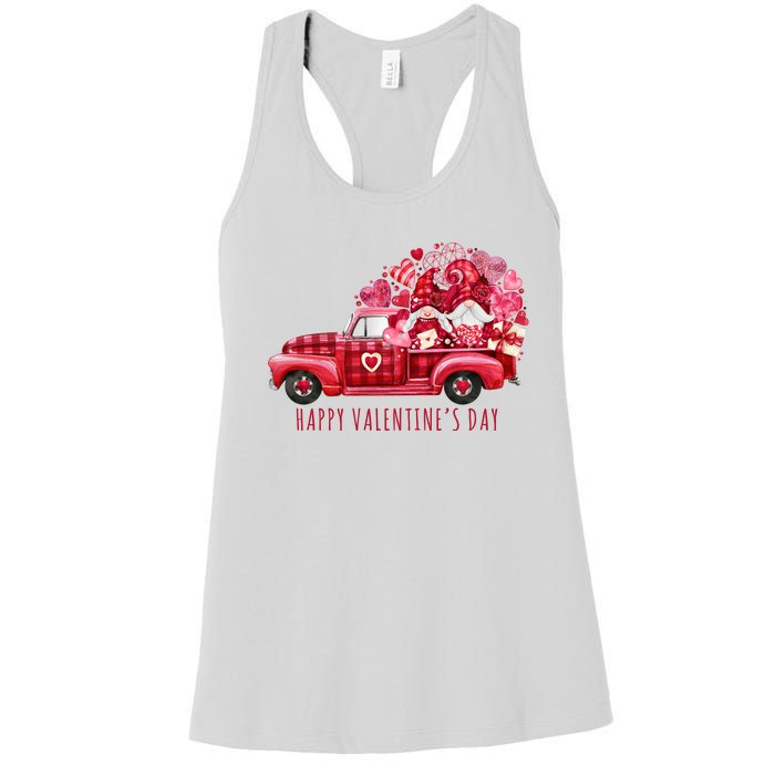 Happy Valentines Day Gnome Vintage Truck Women's Racerback Tank