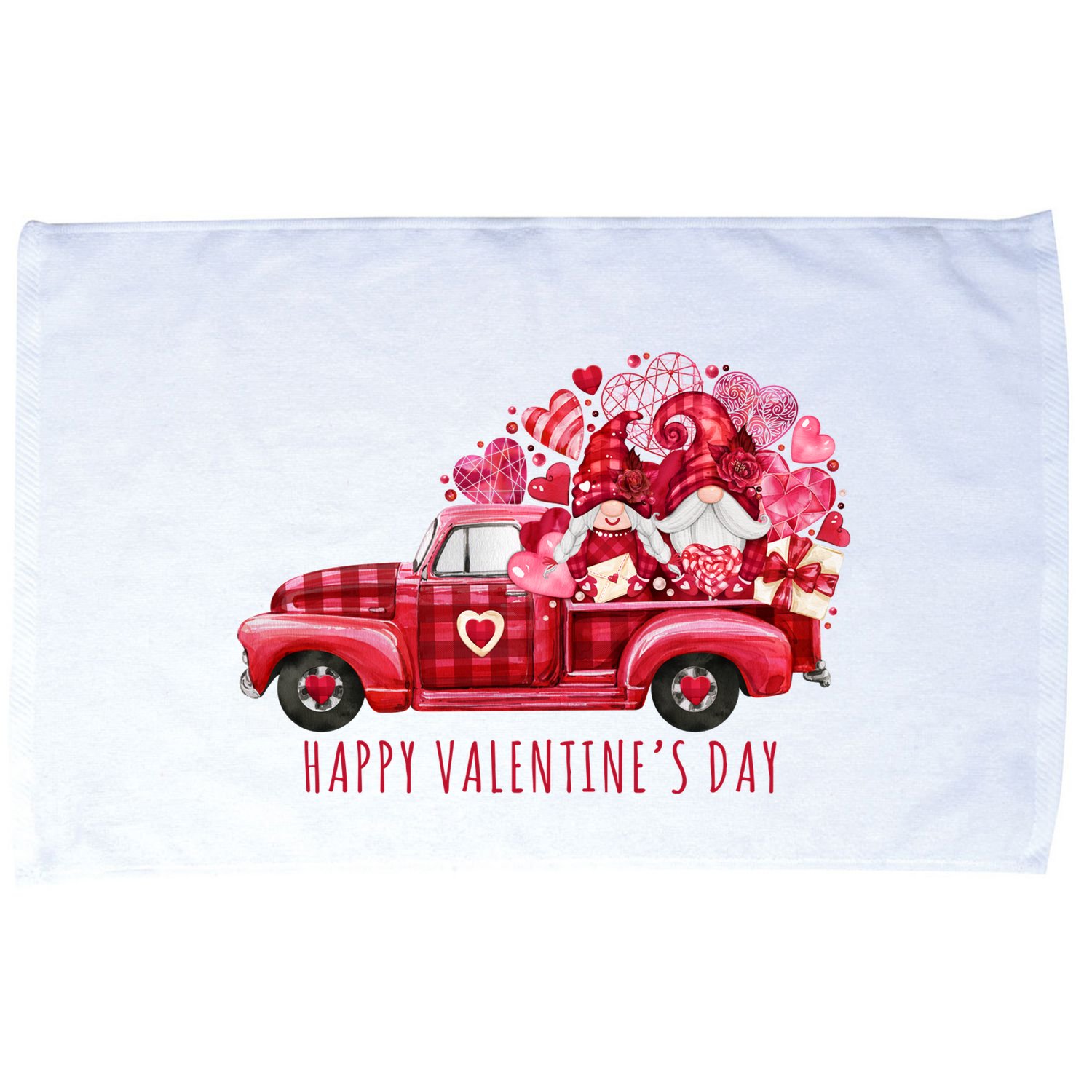 Happy Valentines Day Gnome Vintage Truck Microfiber Hand Towel