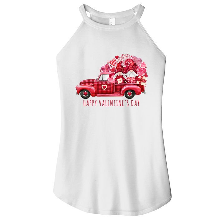 Happy Valentines Day Gnome Vintage Truck Women's Perfect Tri Rocker Tank