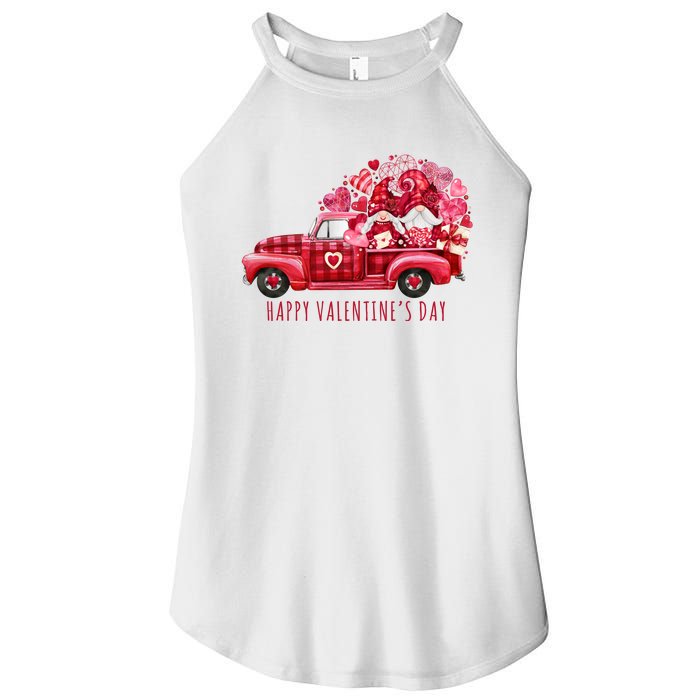 Happy Valentines Day Gnome Vintage Truck Women's Perfect Tri Rocker Tank