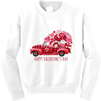 Happy Valentines Day Gnome Vintage Truck Kids Sweatshirt