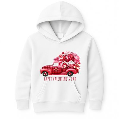 Happy Valentines Day Gnome Vintage Truck Kids Hoodie