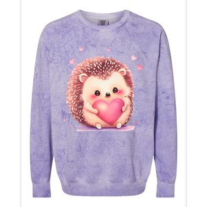 Hedgehog Valentine's Day Gift Colorblast Crewneck Sweatshirt