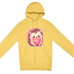 Hedgehog Valentine's Day Gift Premium Pullover Hoodie