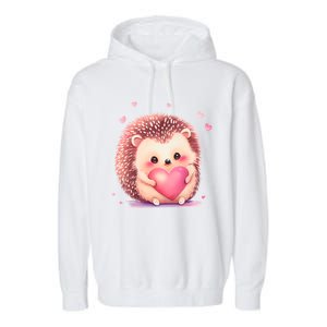 Hedgehog Valentine's Day Gift Garment-Dyed Fleece Hoodie