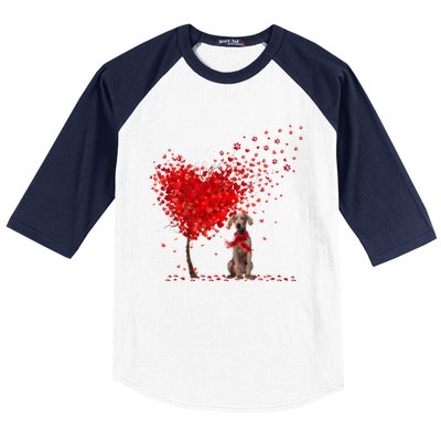 Happy ValentineS Day Heart Tree Love Weimaraner Baseball Sleeve Shirt