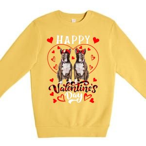 Happy Valentine's Day Cute Hearts Shape Couple Bull Terriers Gift Premium Crewneck Sweatshirt