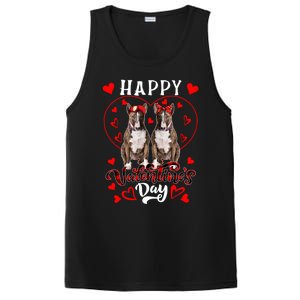 Happy Valentine's Day Cute Hearts Shape Couple Bull Terriers Gift PosiCharge Competitor Tank