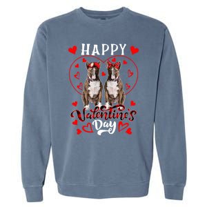 Happy Valentine's Day Cute Hearts Shape Couple Bull Terriers Gift Garment-Dyed Sweatshirt