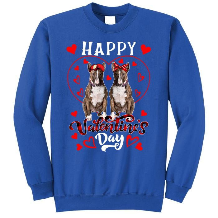 Happy Valentine's Day Cute Hearts Shape Couple Bull Terriers Gift Sweatshirt