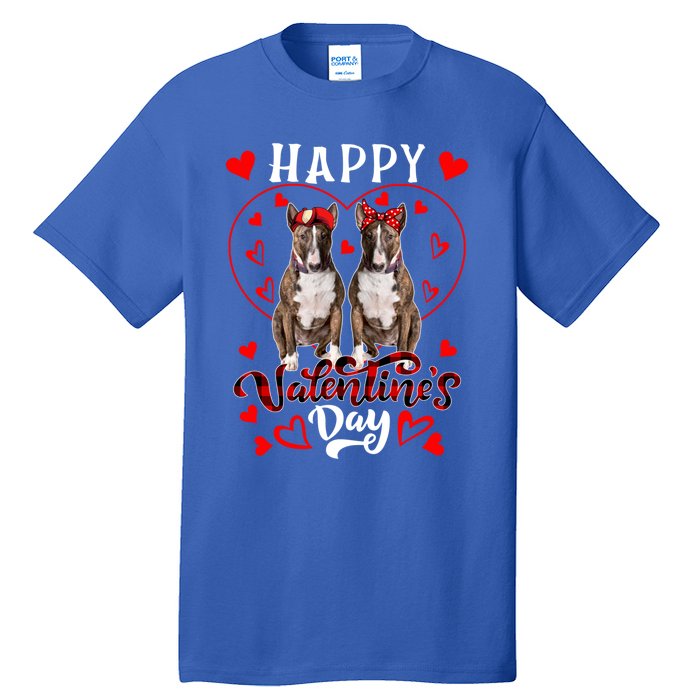 Happy Valentine's Day Cute Hearts Shape Couple Bull Terriers Gift Tall T-Shirt