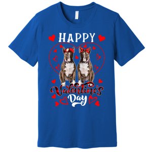 Happy Valentine's Day Cute Hearts Shape Couple Bull Terriers Gift Premium T-Shirt