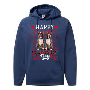 Happy Valentine's Day Cute Hearts Shape Couple Bull Terriers Gift Performance Fleece Hoodie