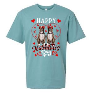 Happy Valentine's Day Cute Hearts Shape Couple Bull Terriers Gift Sueded Cloud Jersey T-Shirt