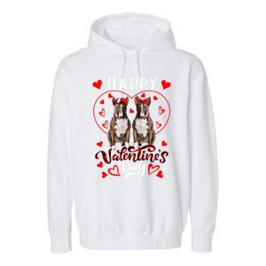 Happy Valentine's Day Cute Hearts Shape Couple Bull Terriers Gift Garment-Dyed Fleece Hoodie