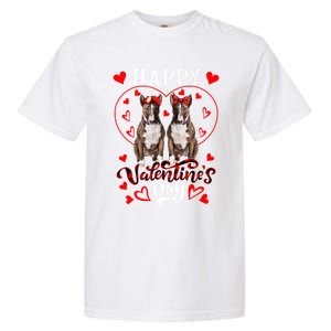 Happy Valentine's Day Cute Hearts Shape Couple Bull Terriers Gift Garment-Dyed Heavyweight T-Shirt