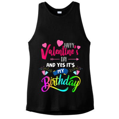 Happy ValentineS Day And Yes ItS My Birthday Funny Prese Ladies PosiCharge Tri-Blend Wicking Tank