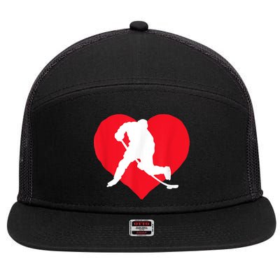 Hockey Valentine Day Funny Gift For Hockey Lover Gifts 7 Panel Mesh Trucker Snapback Hat