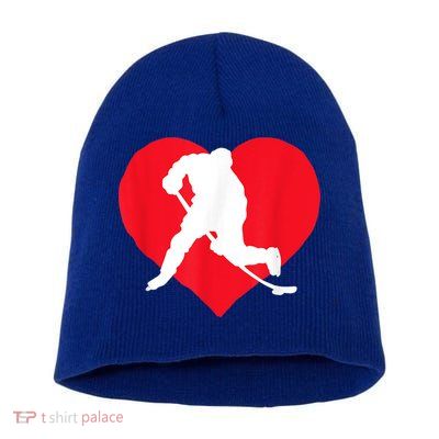 Hockey Valentine Day Funny Gift For Hockey Lover Gifts Short Acrylic Beanie