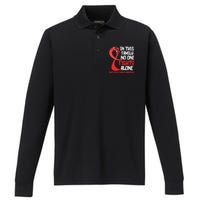 Heart Valve Disease Awareness Ribbon Family Red Fighter Performance Long Sleeve Polo