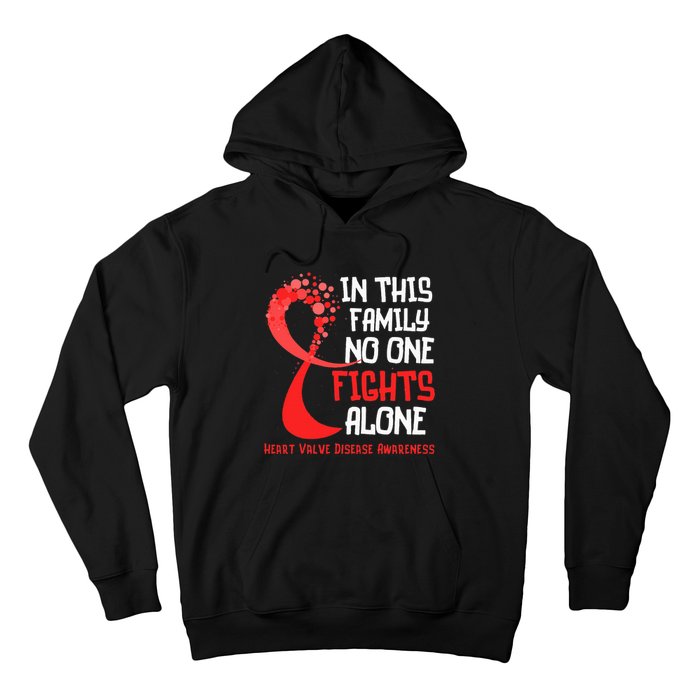 Heart Valve Disease Awareness Ribbon Family Red Fighter Hoodie